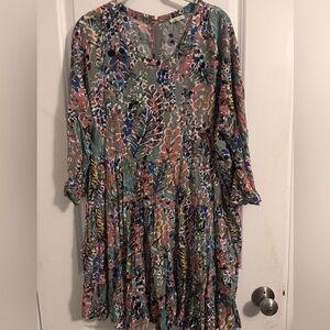 NWOT - Green Floral at the knee dress - Size 1XL